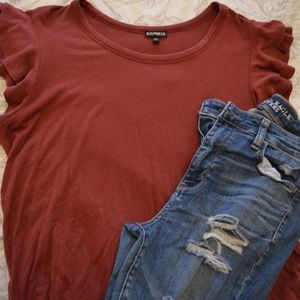 RUFFLE SLEEVE TSHIRT